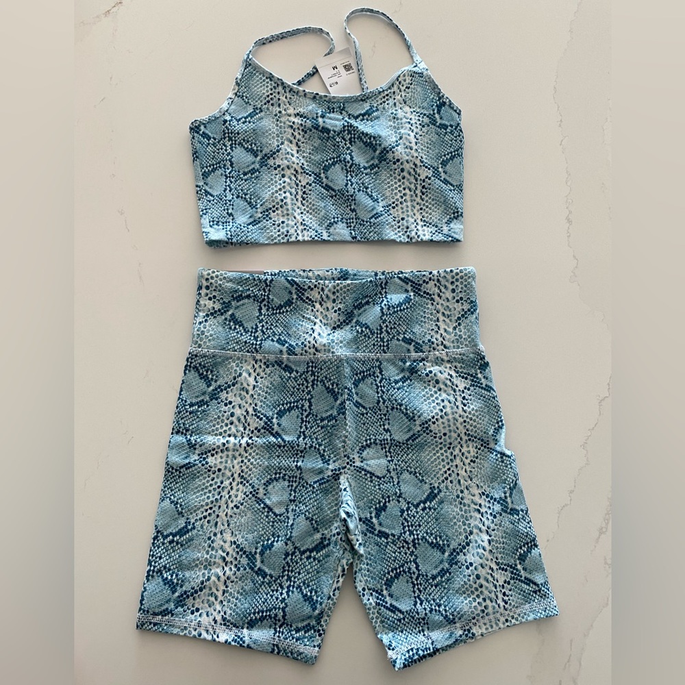 Active Snake Print Biker Shorts and Cropped Cami, Medium